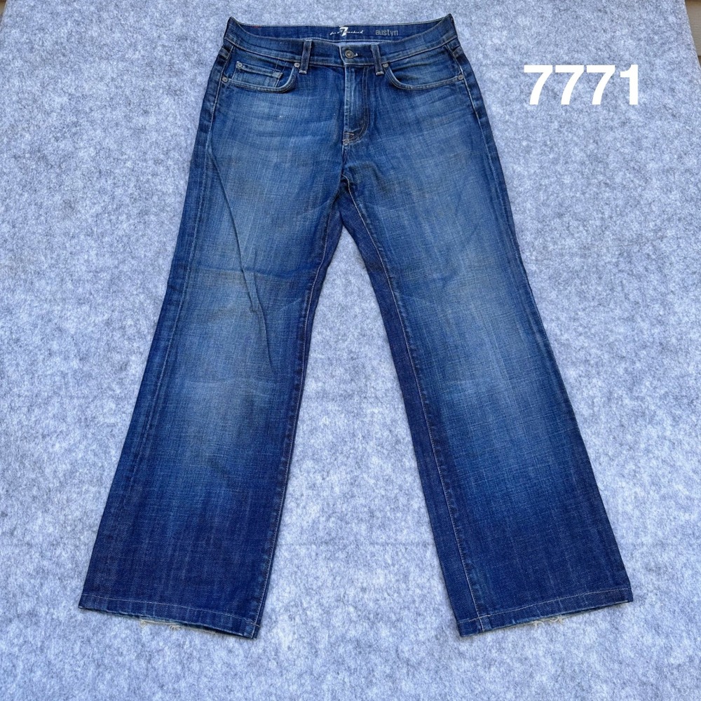 7 For All Mankind Austyn Relaxed Straight Leg Jeans Medium Wash Mens Size 30x29